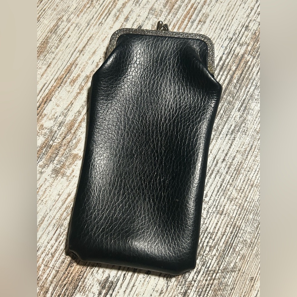 Vintage Black leather coin purse with silver metal frame #leather #coinpurse